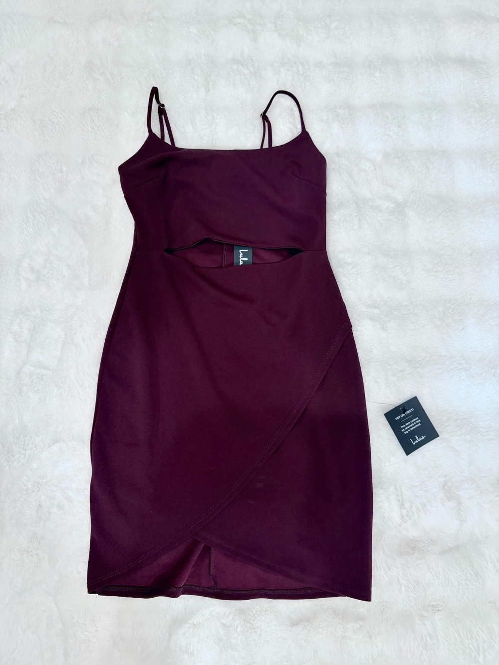 Lulu's Plum Cutout Wrap Mini Dress